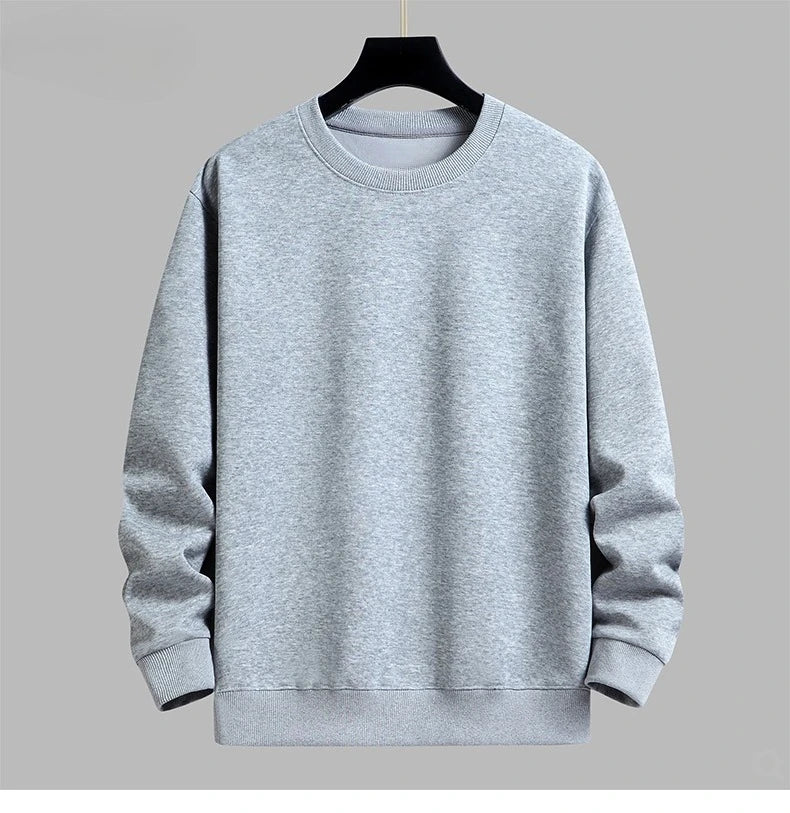 Trendy Unisex Round-Neck Sweatshirt, Solid Color, Comfortable Autumn Winter Hot-Selling Top