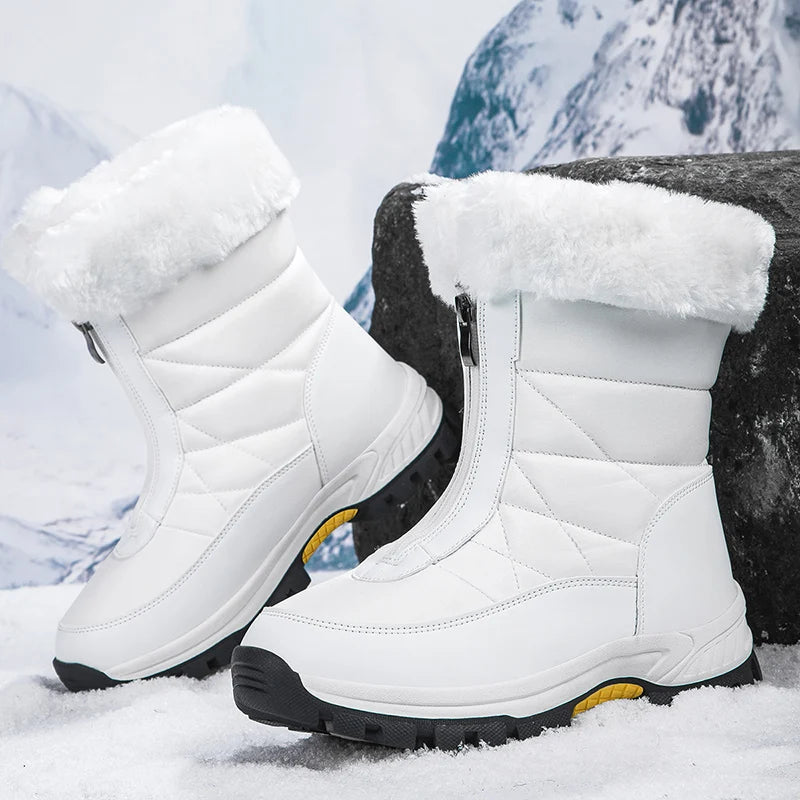 Women’s Winter Snow Boots, Thick-Soled Plush-Lined Waterproof High-Cut Outdoor Shoes