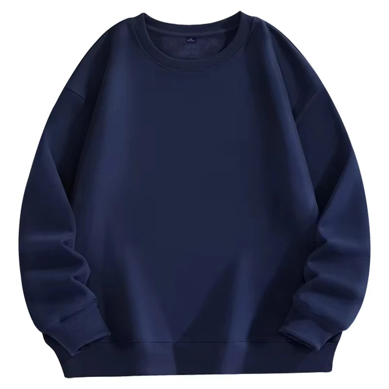 Trendy Unisex Round-Neck Sweatshirt, Solid Color, Comfortable Autumn Winter Hot-Selling Top
