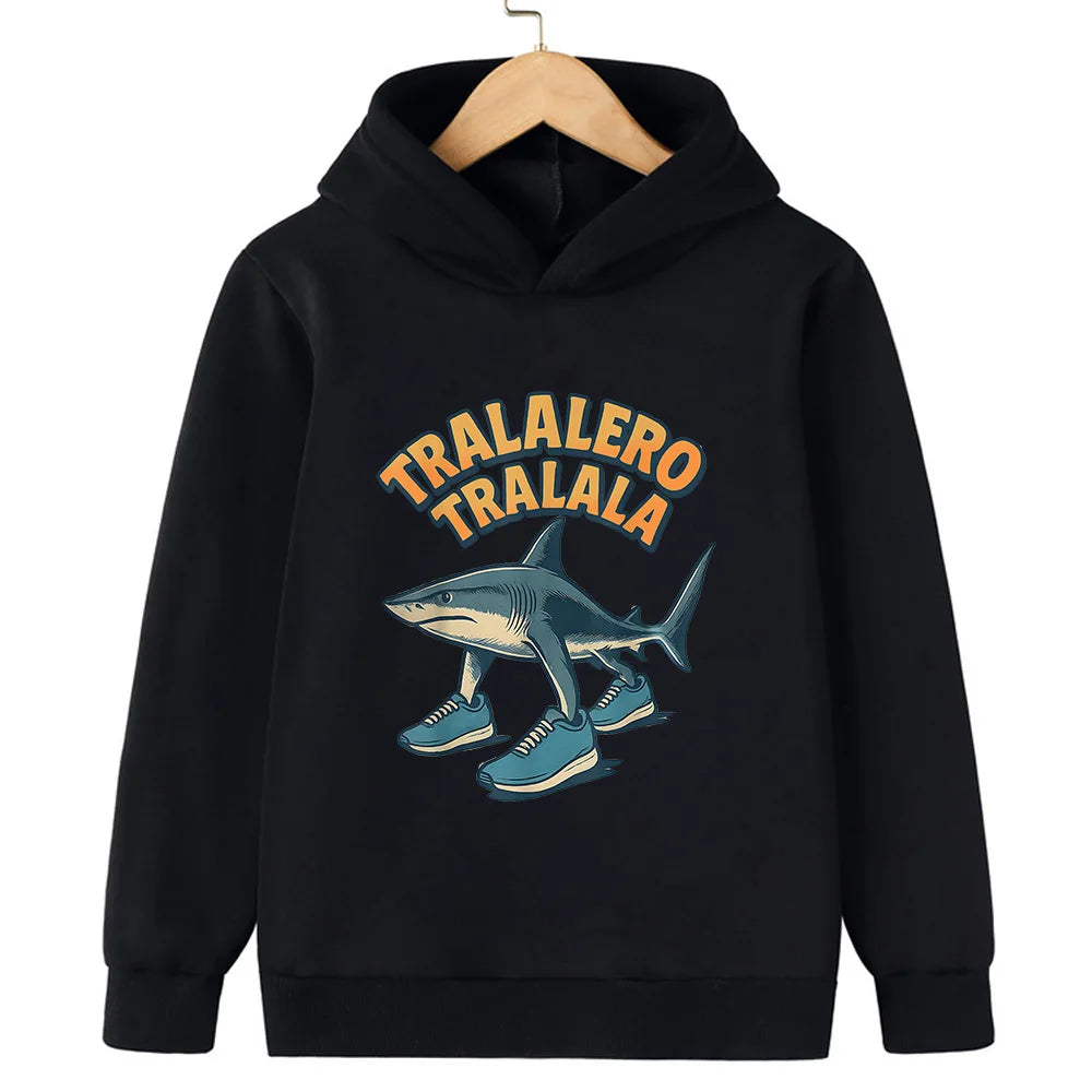 Kids’ Hooded Sweatshirt, Fun Italian Brainrot Character 2D Pullover for Autumn Winter