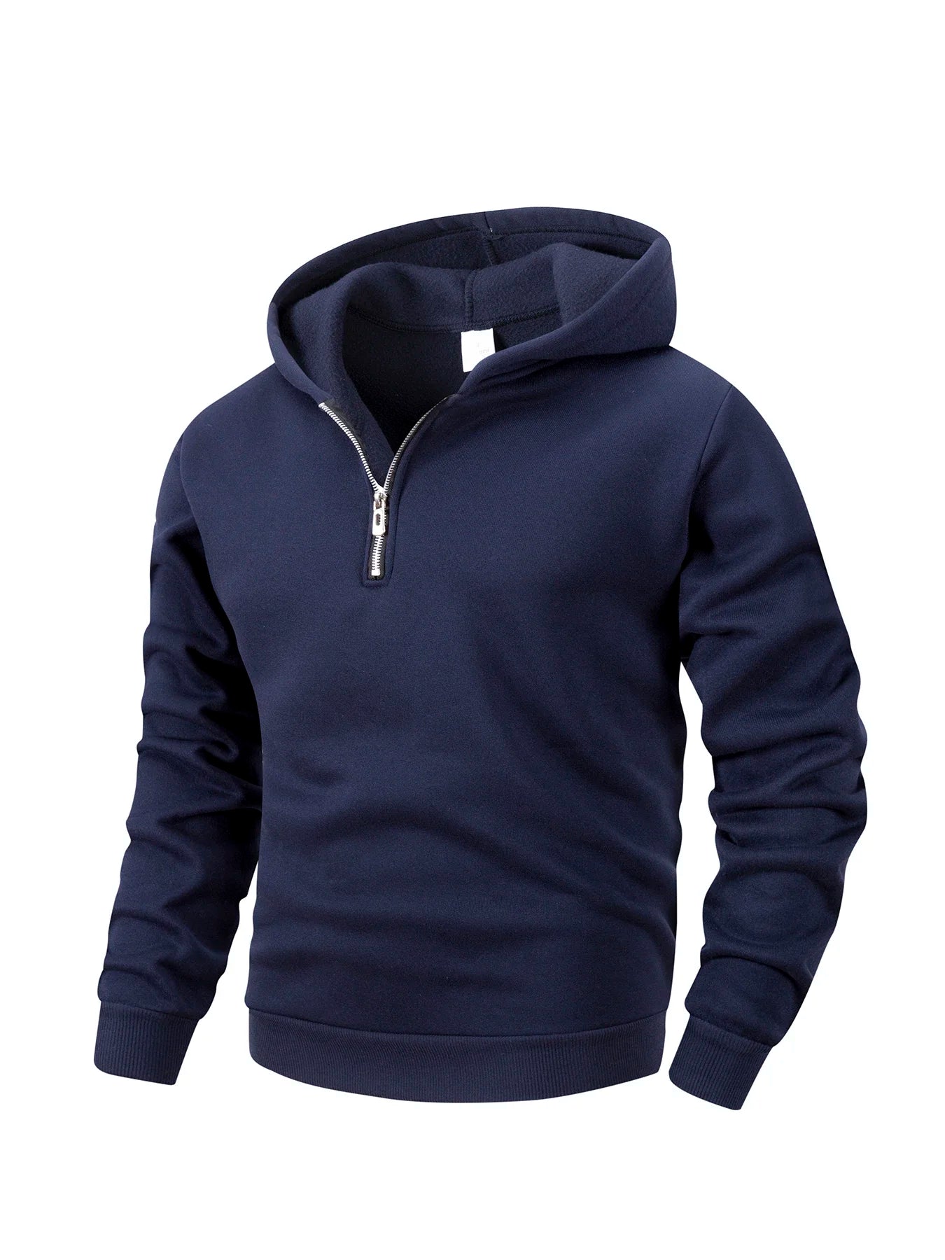 Men’s Long Sleeve Stand Collar Half-Zip Hoodie, Solid Casual Pullover for Autumn Outdoor